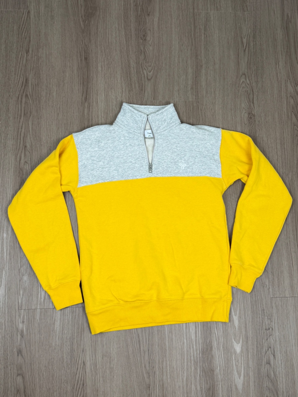 Aritzia Yellow Gray Colorblock Half Zip Sweatshirt Pullover Relaxed Fit